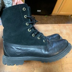 Black suede and leather timberlands sz 10